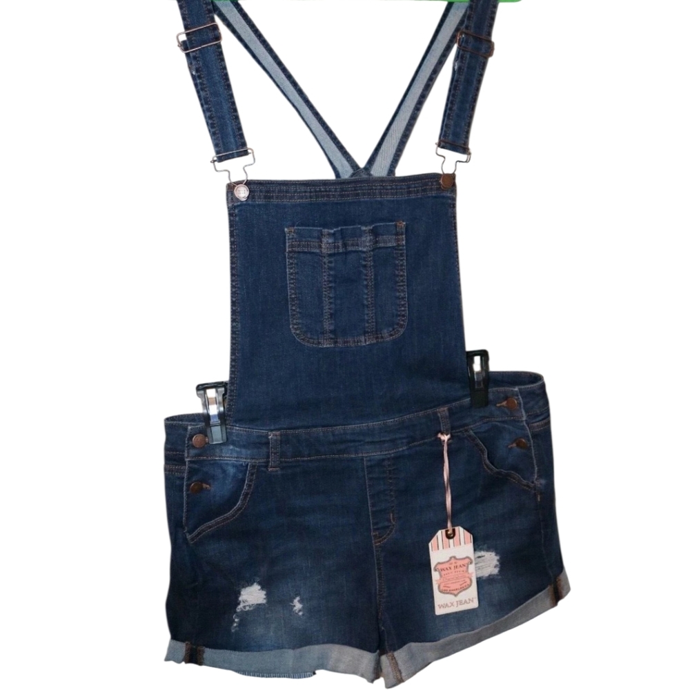 Wax Jean Basic Denim Short Overalls, Size M